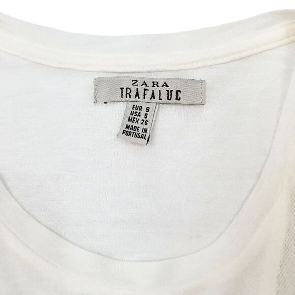 Vintage Y2K Zara Tissue Jersey Knit Crewneck with Sheer Mesh in Ivory Size S - Picture 9 of 9